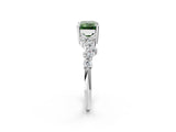 White gold Fancy Green Emerald Cut Diamond Cluster Pavé Band with Four-Prong Setting_14