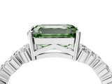 White gold Fancy Green Emerald Cut Diamond Cluster Pavé Band with Four-Prong Setting_16