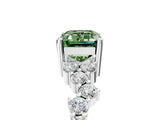 White gold Fancy Green Emerald Cut Diamond Cluster Pavé Band with Four-Prong Setting_17