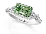 White gold Fancy Green Emerald Cut Diamond Cluster Pavé Band with Four-Prong Setting_4