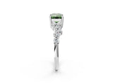 White gold Fancy Green Emerald Cut Diamond Cluster Pavé Band with Four-Prong Setting_5