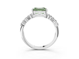 White gold Fancy Green Emerald Cut Diamond Cluster Pavé Band with Four-Prong Setting_6