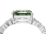 White gold Fancy Green Emerald Cut Diamond Cluster Pavé Band with Four-Prong Setting_7