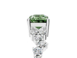 White gold Fancy Green Emerald Cut Diamond Cluster Pavé Band with Four-Prong Setting_8