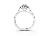 White gold Fancy Green Emerald Cut Diamond Cushion Halo Ring with Pavé Band_15