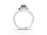 White gold Fancy Green Emerald Cut Diamond Double Halo Ring with Split Shank and Four-Prong Setting_3