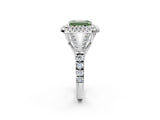 White gold Fancy Green Emerald Cut Diamond Double Halo Ring with Split Shank and Prong Setting_29