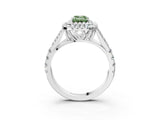 White gold Fancy Green Emerald Cut Diamond Double Halo Ring with Split Shank and Prong Setting_30