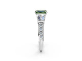 White gold Fancy Green Emerald Cut Diamond Engagement Ring with Baguette Side Stones and Channel Set Band_50