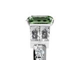 White gold Fancy Green Emerald Cut Diamond Engagement Ring with Baguette Side Stones and Channel Set Band_54