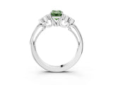 White gold Fancy Green Emerald  Cut Diamond Engagement Ring with Bezel Set Round Side Stones and Prong Setting_52