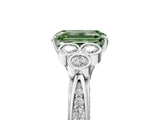 White gold Fancy Green Emerald  Cut Diamond Engagement Ring with Bezel Set Round Side Stones and Prong Setting_54