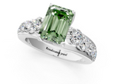 White gold Fancy Green Emerald  Cut Diamond Engagement Ring with Pavé Band and Four-Prong Setting_4