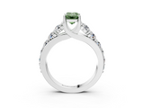 White gold Fancy Green Emerald  Cut Diamond Engagement Ring with Pavé Band and Four-Prong Setting_6