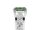 White gold Fancy Green Emerald  Cut Diamond Engagement Ring with Pavé Band and Four-Prong Setting_8
