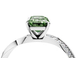 White gold Fancy Green Emerald Cut Diamond Engagement Ring with Side Stone Accents and Four-Prong Setting_28