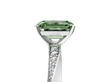 White gold Fancy Green Emerald Cut Diamond Engagement Ring with Side Stone Accents and Four-Prong Setting_29