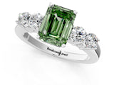 White gold Fancy Green Emerald  Cut Diamond Five-Stone Prong Set White Gold Ring_33