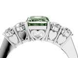 White gold Fancy Green Emerald  Cut Diamond Five-Stone Prong Set White Gold Ring_36