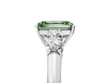 White gold Fancy Green Emerald  Cut Diamond Five-Stone Prong Set White Gold Ring_37