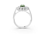 White gold Fancy Green Emerald Cut Diamond Floral Double Halo Engagement Ring with Prong Setting_3