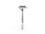 White gold Fancy Green Emerald  Cut Diamond Floral Halo Engagement Ring with Pavé Band and Prong Setting_57