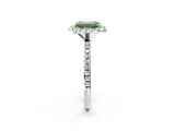 White gold Fancy Green Emerald  Cut Diamond Floral Halo Engagement Ring with Pavé Band and Prong Setting_75
