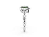 White gold Fancy Green Emerald Cut Diamond Halo Engagement Ring with Pavé Band and Prong Setting_41
