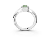 White gold Fancy Green Emerald  Cut Diamond Halo Engagement Ring with Split Shank and Four-Prong Setting_91