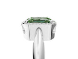 White gold Fancy Green Emerald  Cut Diamond Halo Engagement Ring with Split Shank and Four-Prong Setting_93