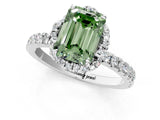 White gold Fancy Green Emerald Cut Diamond Halo Pave Band with Four-Prong Setting_4