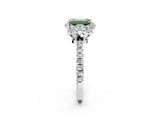 White gold Fancy Green Emerald Cut Diamond Halo Pave Band with Four-Prong Setting_5