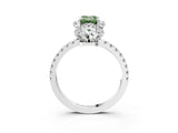 White gold Fancy Green Emerald Cut Diamond Halo Pave Band with Four-Prong Setting_6