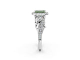 White gold Fancy Green Emerald Cut Diamond Halo Ring with Milgrain Pavé Band and Four-Prong Setting_52