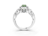 White gold Fancy Green Emerald Cut Diamond Halo Ring with Milgrain Pavé Band and Four-Prong Setting_53