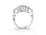 White gold Fancy Green Emerald Cut Diamond Halo Ring with Pavé Band and Four-Prong Setting_56