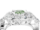 White gold Fancy Green Emerald Cut Diamond Halo Ring with Pavé Band and Four-Prong Setting_57