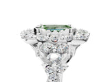White gold Fancy Green Emerald Cut Diamond Halo Ring with Pavé Band and Four-Prong Setting_58