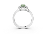 White gold Fancy Green Emerald  Cut Diamond Halo Ring with Round Brilliant Halo and Solitaire Band_90