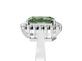White gold Fancy Green Emerald  Cut Diamond Halo Ring with Round Brilliant Halo and Solitaire Band_92
