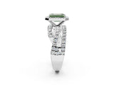 White gold Fancy Green Emerald Cut Diamond Halo Ring with Round Split Shank and Prong Setting_24