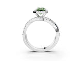 White gold Fancy Green Emerald Cut Diamond Halo Ring with Round Split Shank and Prong Setting_25
