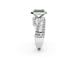 White gold Fancy Green Emerald Cut Diamond Halo Ring with Round Split Shank and Prong Setting_84