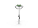 White gold Fancy Green Emerald  Cut Diamond Halo Ring with Solitaire Band and Prong Setting_55