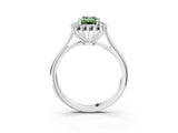 White gold Fancy Green Emerald  Cut Diamond Halo Ring with Solitaire Band and Prong Setting_56