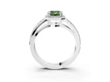 White gold Fancy Green Emerald Cut Diamond Halo Ring with Split Shank Pavé Band and Four-Prong Setting_33