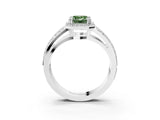 White gold Fancy Green Emerald Cut Diamond Halo Ring with Split Shank Pavé Band and Four-Prong Setting_39