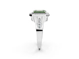 White gold Fancy Green Emerald Cut Diamond Halo Ring with Split Shank and Bezel Accents and Prong Setting_2