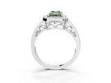 White gold Fancy Green Emerald Cut Diamond Halo Ring with Split Shank and Bezel Accents and Prong Setting_3