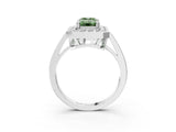 White gold Fancy Green Emerald Cut Diamond Halo Ring with Split Shank and Four-Prong Setting_63